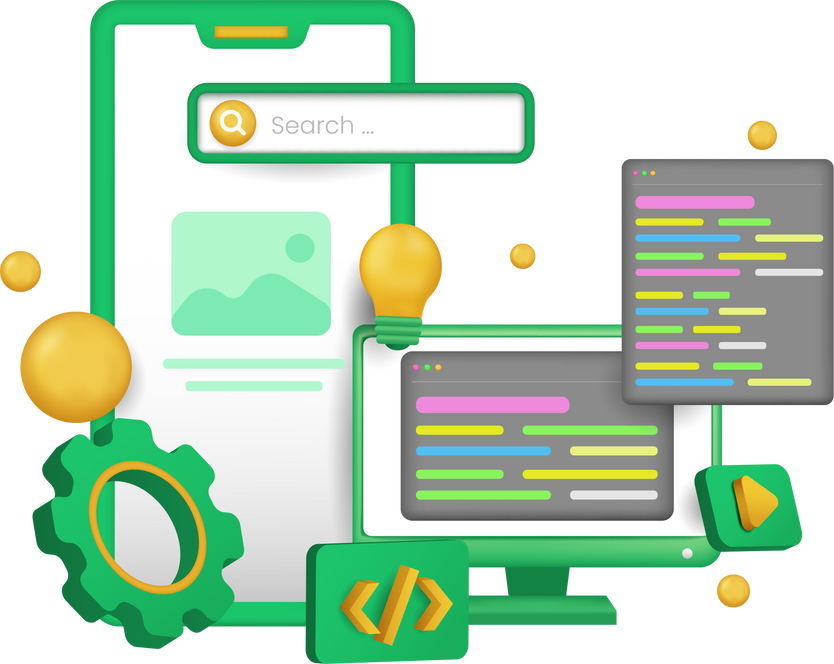 3d mobile application development illustration